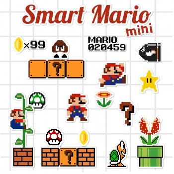 Mini Super Mario Cartoon Game Pixel Style PVC Waterproof Sticker For Phone Ipad Laptop Luggage Skateboard Wall Guitar Stickers