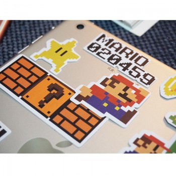 Mini Super Mario Cartoon Game Pixel Style PVC Waterproof Sticker For Phone Ipad Laptop Luggage Skateboard Wall Guitar Stickers