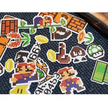Mini Super Mario Cartoon Game Pixel Style PVC Waterproof Sticker For Phone Ipad Laptop Luggage Skateboard Wall Guitar Stickers