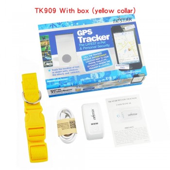 Easy operation Pet GPS Tracker mini TK909 With Collar for cat dogs long standby time waterproof GPS+GSM tracking Overspeed alert