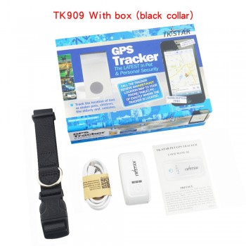 Easy operation Pet GPS Tracker mini TK909 With Collar for cat dogs long standby time waterproof GPS+GSM tracking Overspeed alert