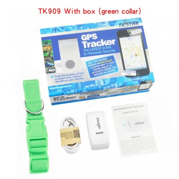 Easy operation Pet GPS Tracker mini TK909 With Collar for cat dogs long standby time waterproof GPS+GSM tracking Overspeed alert