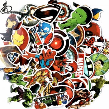 NEW 50pcs/set Marvel DC super hero sticker batman iron joker superman captain high quality waterproof PVC stickers For Suitcase