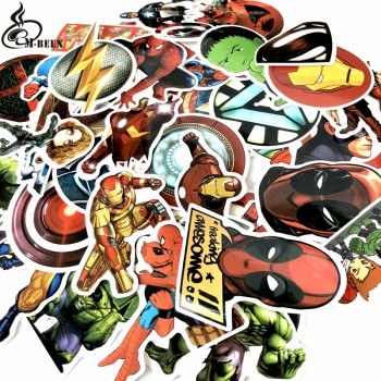 NEW 50pcs/set Marvel DC super hero sticker batman iron joker superman captain high quality waterproof PVC stickers For Suitcase