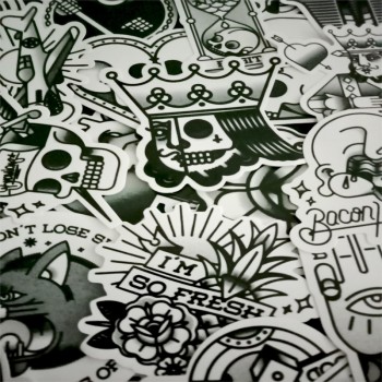 30 Pcs Restoring Ancient Ways Black And White Sticker Graffiti Punk JDM Cool Stickers For Kids Sticker on Laptop Bike Helmet