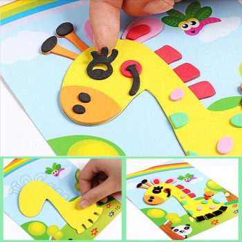 3D EVA Foam Sticker Puzzle Game DIY Cartoon Animal Learning Education Toys For Children Kids Multi-patterns Styles Random Send
