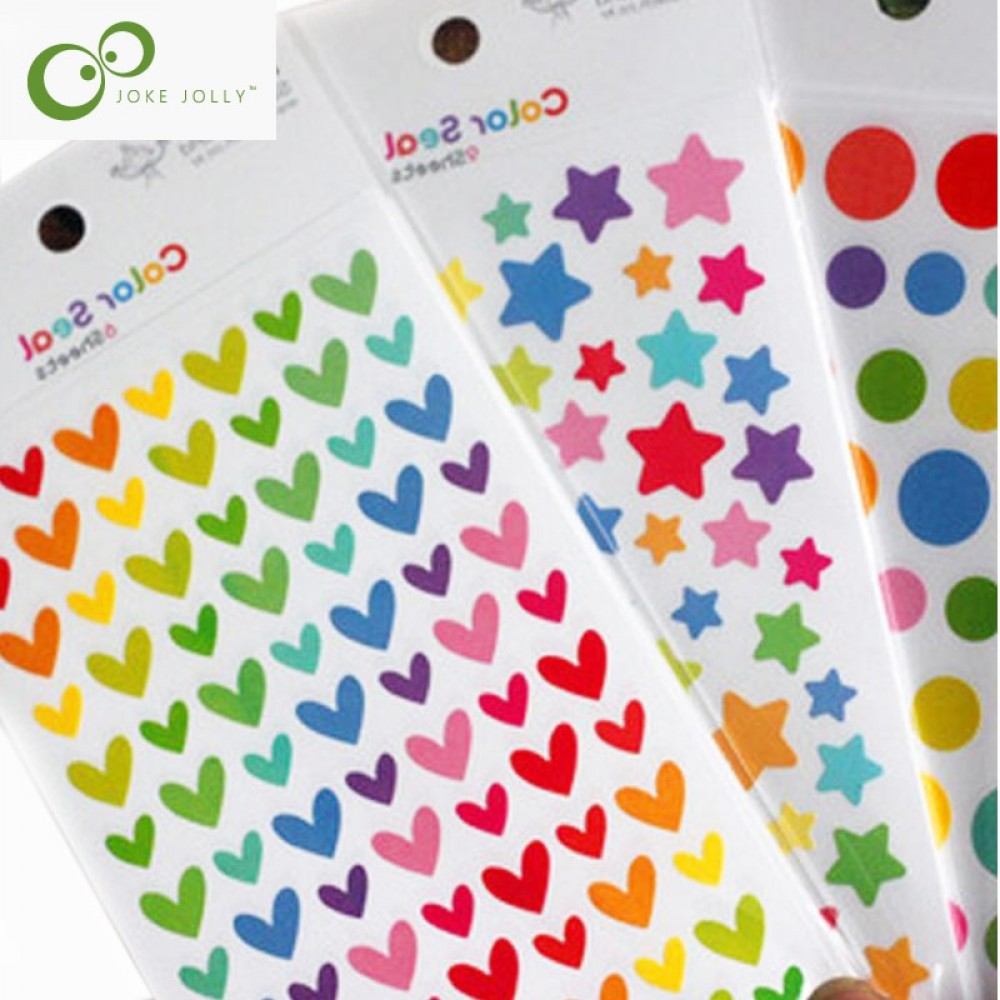 6 Sheets Sticker Diary Planner Colorful Rainbow Heart Star Decoration Journal Scrapbook Albums Photo toys for kids YYY GYH