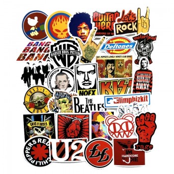 52 Pcs Rock amp; Roll Stickers for Laptop Luggage Bicycle Car Styling Skateboard Motorcycle Vinyl Decal Graffiti Punk Cool Stickers