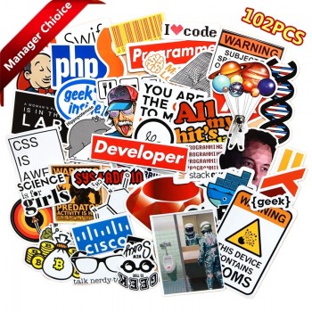 102pcs Internet Programming stickers science JS Php C Language Cloud Docker Developer sticker for DIY Laptop Phone Car