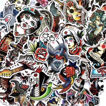 50pcs/lot old school OG tattoo style sticker refrigerator skateboard trolley case decals backpack Tables waterproof PVC sticker