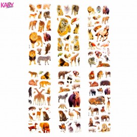 6 Sheets Wildlife Wild Safari Park Animals Scrapbooking Bubble Puffy Stickers Kawaii Emoji Reward Kids Toys Factory Direct Sales