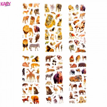 6 Sheets Wildlife Wild Safari Park Animals Scrapbooking Bubble Puffy Stickers Kawaii Emoji Reward Kids Toys Factory Direct Sales