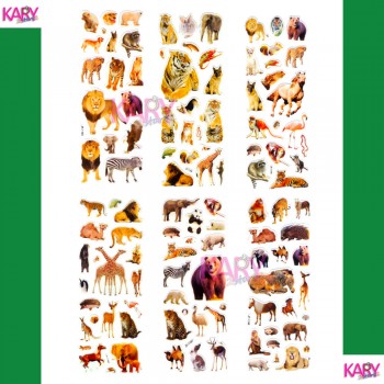 6 Sheets Wildlife Wild Safari Park Animals Scrapbooking Bubble Puffy Stickers Kawaii Emoji Reward Kids Toys Factory Direct Sales