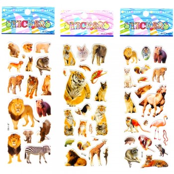 6 Sheets Wildlife Wild Safari Park Animals Scrapbooking Bubble Puffy Stickers Kawaii Emoji Reward Kids Toys Factory Direct Sales