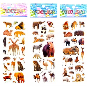 6 Sheets Wildlife Wild Safari Park Animals Scrapbooking Bubble Puffy Stickers Kawaii Emoji Reward Kids Toys Factory Direct Sales