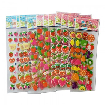 10 Sheets/lot Super multi Design 3D Puffy Bubble Waterpoof Stickers Fruits Smile Animal Children Kids Boy Girl DIY Toy WYQ