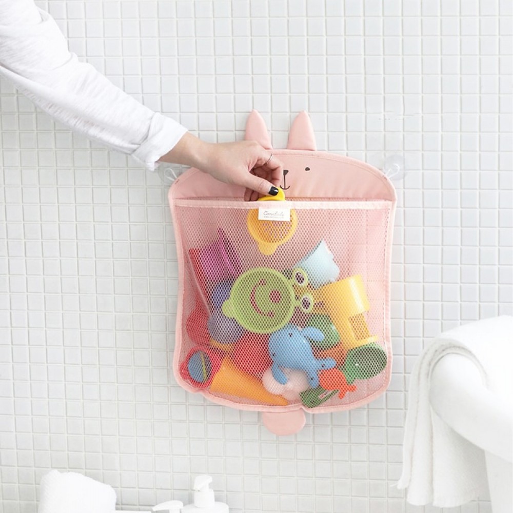 Baby Cartoon Hanging Mesh for Toys Beach Water Bath Toys for Children Bathroom Folding Shower Net Storage Organize Suction Bags