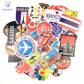 Mix 40PCS Retro Style Travel Hotel Logo Hawaii Stickers for Travel Suitcase Wall Pencil Box Bike Sliding Car Sticker DIY Decals