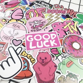 50 pcs/pack PVC Waterproof Pink Girls Fun Sticker Toys The Luggage Stickers For Moto Car amp; Suitcase Cool Fashion Laptop stickers