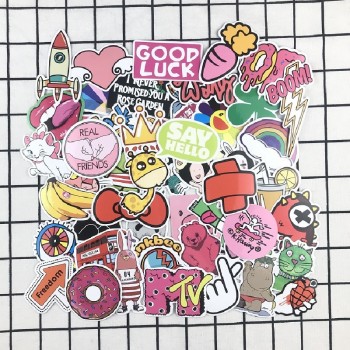 50 pcs/pack PVC Waterproof Pink Girls Fun Sticker Toys The Luggage Stickers For Moto Car amp; Suitcase Cool Fashion Laptop stickers