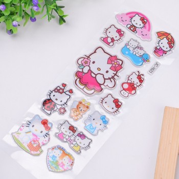 10pcs/Set, Drawing Hello Kitty 3D Bubble Stickers ChildrenS Cartoon Scrapbook Notebook Fun Prizes Stickers Cat ChildrenS Toy