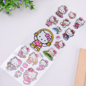 10pcs/Set, Drawing Hello Kitty 3D Bubble Stickers ChildrenS Cartoon Scrapbook Notebook Fun Prizes Stickers Cat ChildrenS Toy