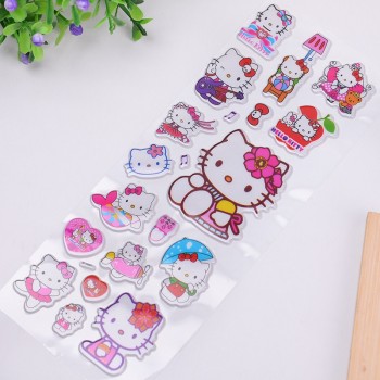 10pcs/Set, Drawing Hello Kitty 3D Bubble Stickers ChildrenS Cartoon Scrapbook Notebook Fun Prizes Stickers Cat ChildrenS Toy