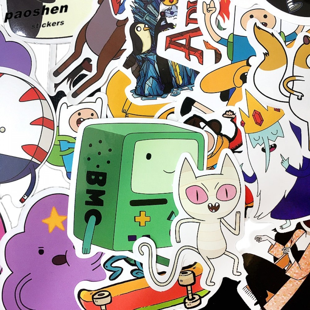 30pcs Adventure Time Cartoon Pvc Waterproof Sticker For Luggage Wall Car Laptop Bicycle Motorcycle Notebook Laptop Toys Stickers