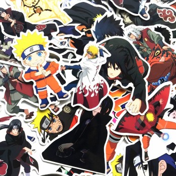 63Pcs/lot japan anime Naruto sasuke Cartoon For Snowboard Laptop Luggage Fridge Car- Styling Vinyl Decal Home Decor Stickers