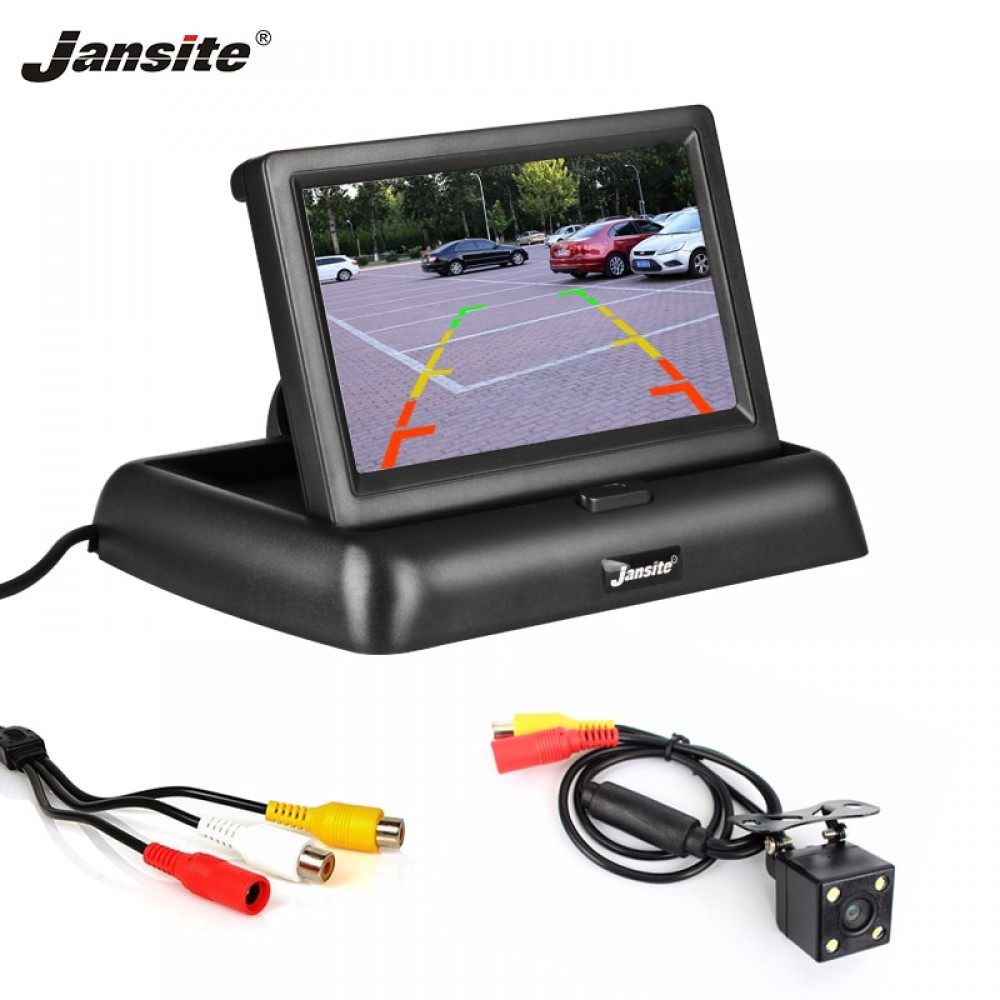Jansite 4.3 inch Foldable Car Monitor TFT LCD Display Cameras Reverse Camera Parking System for Car Rearview Monitors NTSC PAL