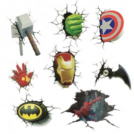 Hot Cool Avengers Stickers Marvel/DC Decals 3d Broken Car stickers Ironman Spiderman Batman Creative Stickers Decorations