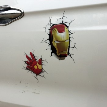 Hot Cool Avengers Stickers Marvel/DC Decals 3d Broken Car stickers Ironman Spiderman Batman Creative Stickers Decorations