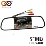 5 Digital Color TFT 800*480 LCD Car Parking Mirror Monitor 2 Video Input For Rear view Camera Parking Assistance System