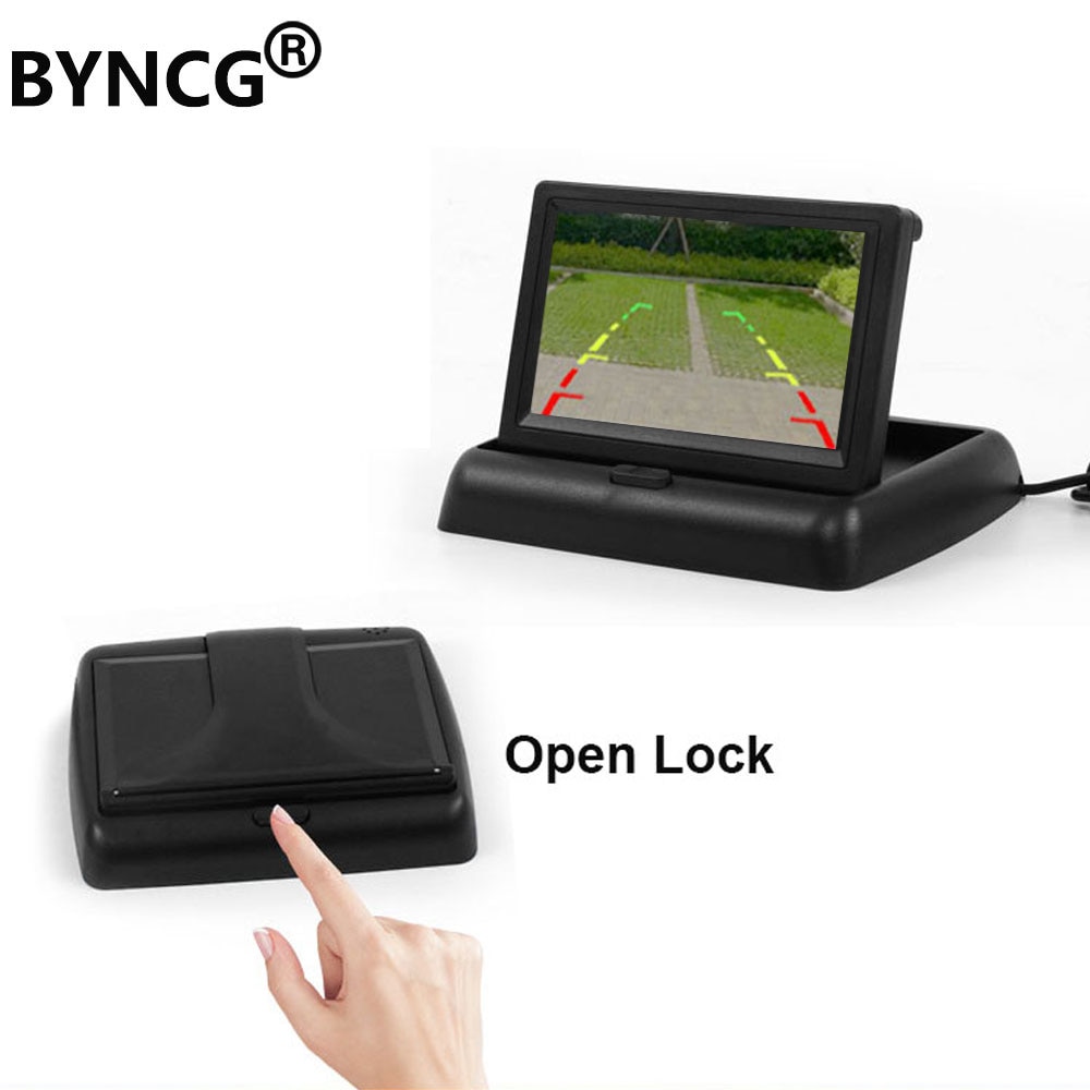 BYNCG Parking Car Mirror HD 4.3 inch TFT LCD Color Display Foldable Car Monitor for Rear view Camera Night Vision Reversing