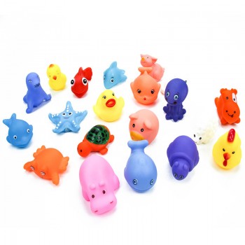 10pcs/Set Baby Bath Toy Yellow Rubber Duck Lovely  Mixed Animal Kids Bathroom Water Play Toy Squeeze Float Sounding Dabbling Toy