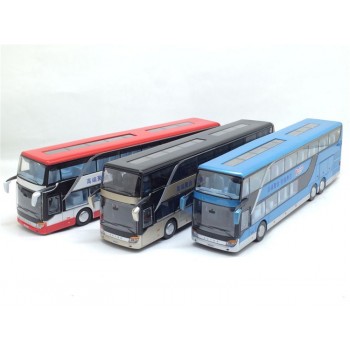 High quality 1:32 alloy pull back bus model high simitation Double sightseeing bus flash toy vehicle kids toys free shipping