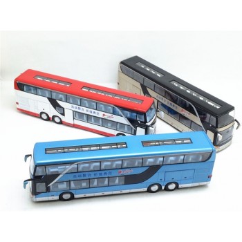 High quality 1:32 alloy pull back bus model high simitation Double sightseeing bus flash toy vehicle kids toys free shipping
