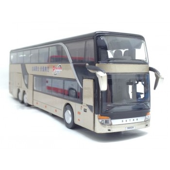 High quality 1:32 alloy pull back bus model high simitation Double sightseeing bus flash toy vehicle kids toys free shipping
