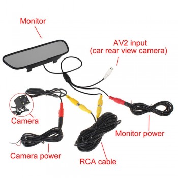 5 inch TFT LCD HD800*480 screen Car Monitor Mirror Reversing Parking Monitor with 2 video input