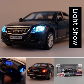 1/32 Maybach S600 Diecast Metal Car Models High Simulation Vehicle Toy With Light Music 6 Doors Can Be Opened Gifts For Children