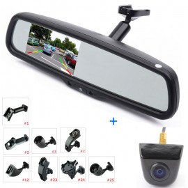 ANSHILONG 4.3 LCD Car Rear View Interior Replacement Mirror Monitor with Reverse Backup Parking Camera System Kit + OEM Bracket