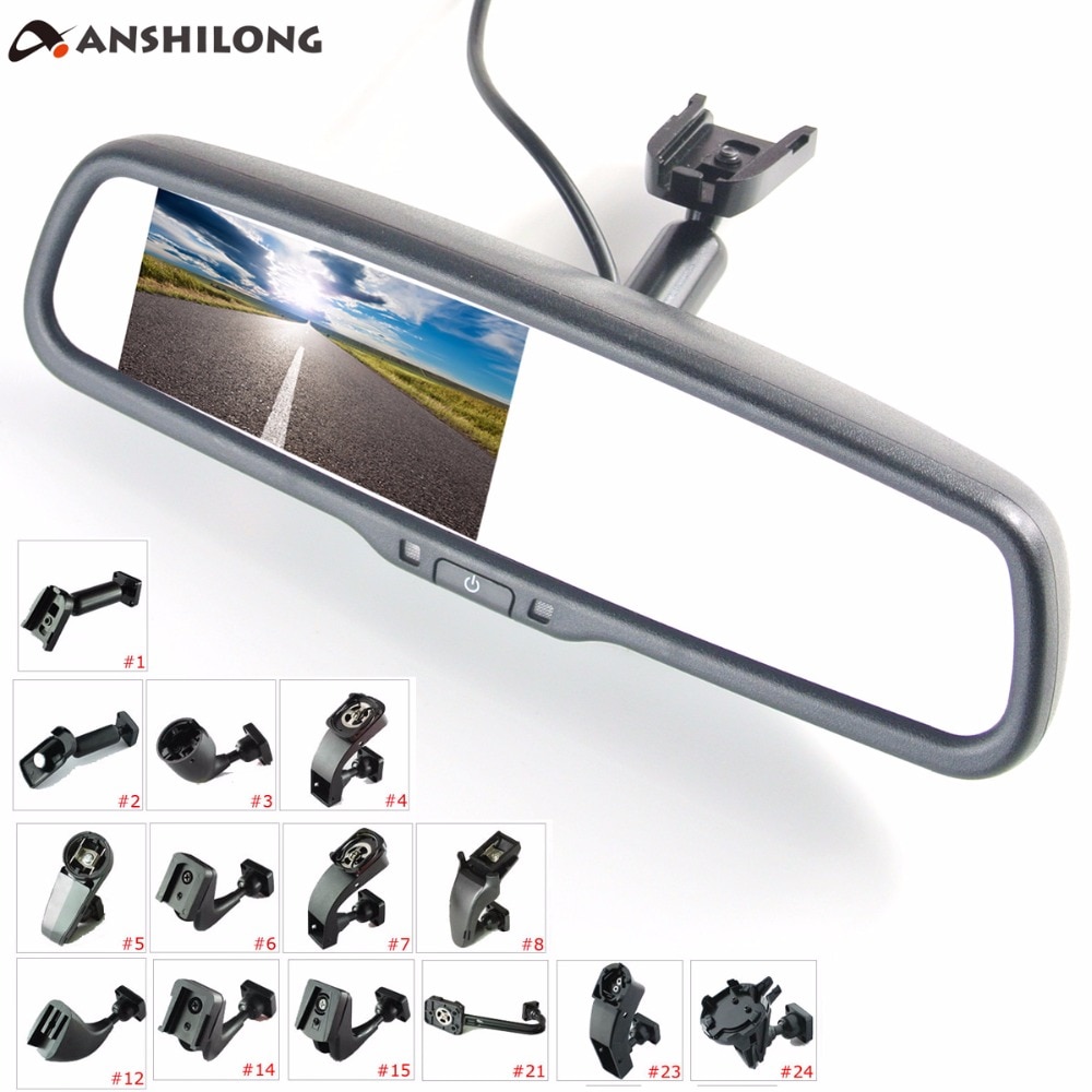 ANSHILONG 4.3 TFT LCD rear view mirror car monitor video input 2Ch with a special mounting bracket