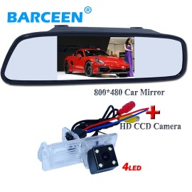 car rear view camera 4 LED+placement sunvisor 4.3 car mirror for Renault Fluence/Dacia Duster/Megane 3/ for Nissan Terrano
