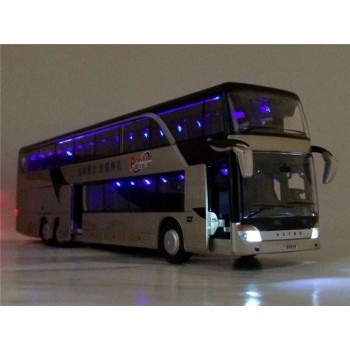 Sale High quality 1:32 alloy pull back bus model,high imitation Double sightseeing bus,flash toy vehicle, free shipping