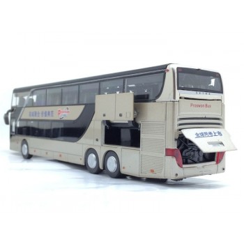 Sale High quality 1:32 alloy pull back bus model,high imitation Double sightseeing bus,flash toy vehicle, free shipping
