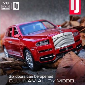 Diecast 1:32 Scale Rolls Royce Cullinan Models Of Cars Metal Model Sound And Light Pull Back SUV For Kids 7 Doors Can Be Opened