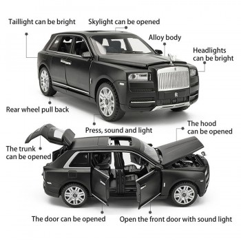 Diecast 1:32 Scale Rolls Royce Cullinan Models Of Cars Metal Model Sound And Light Pull Back SUV For Kids 7 Doors Can Be Opened