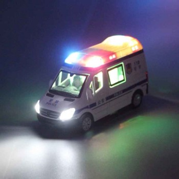 1:32 Hospital Rescue Ambulance Police Metal Cars Model Pull Back Sound and Light Alloy Diecast car toys for children