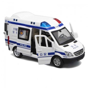 1:32 Hospital Rescue Ambulance Police Metal Cars Model Pull Back Sound and Light Alloy Diecast car toys for children