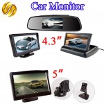LCD Car Monitor 4.3 Inch / 5 Inch TFT Display Mirror / Desktop / Foldable 4.3 / 5 Video PAL/NTSC Rearview Backup Auto Parking
